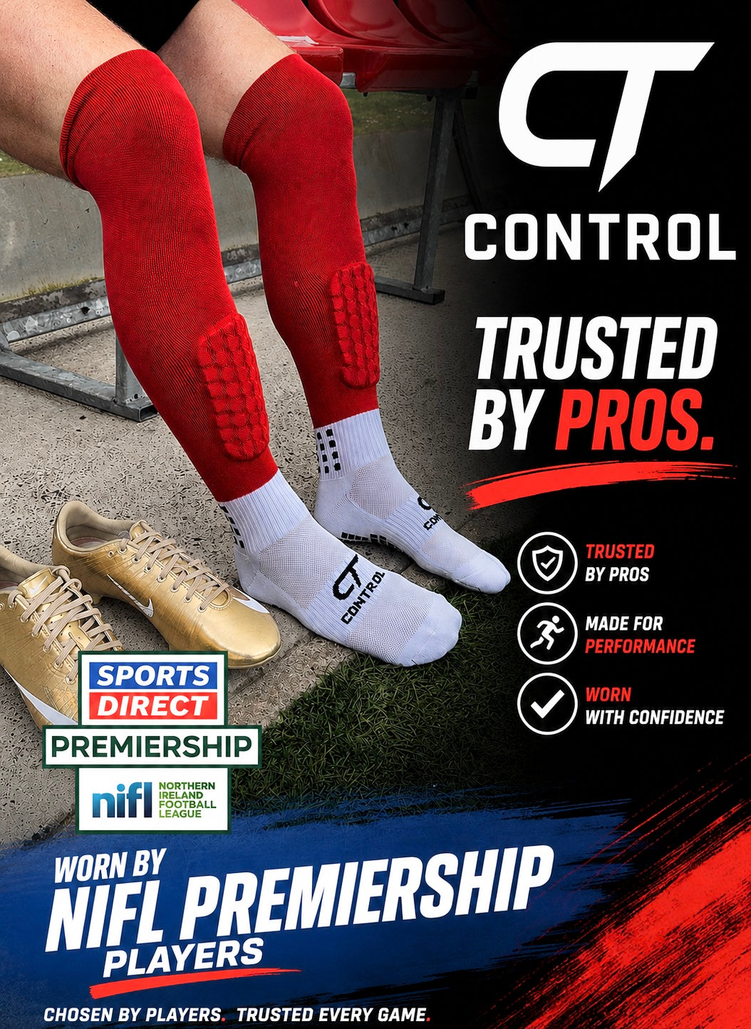 All in 1 Socks by Control Sports trusted by Northern Ireland Football Players
